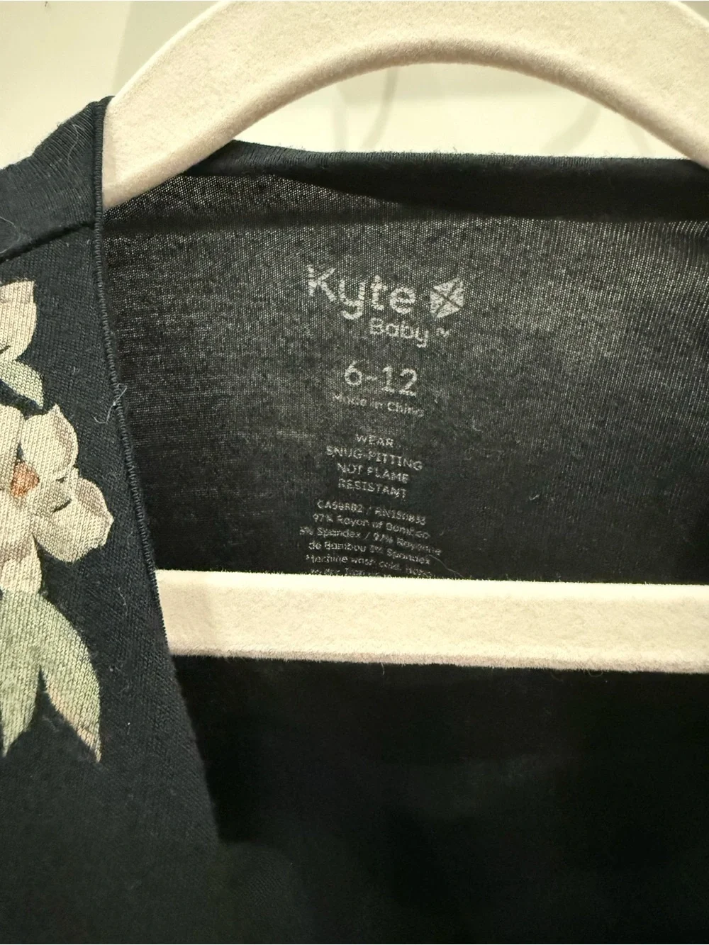 Kyte BABY Black Floral Footed One-Piece